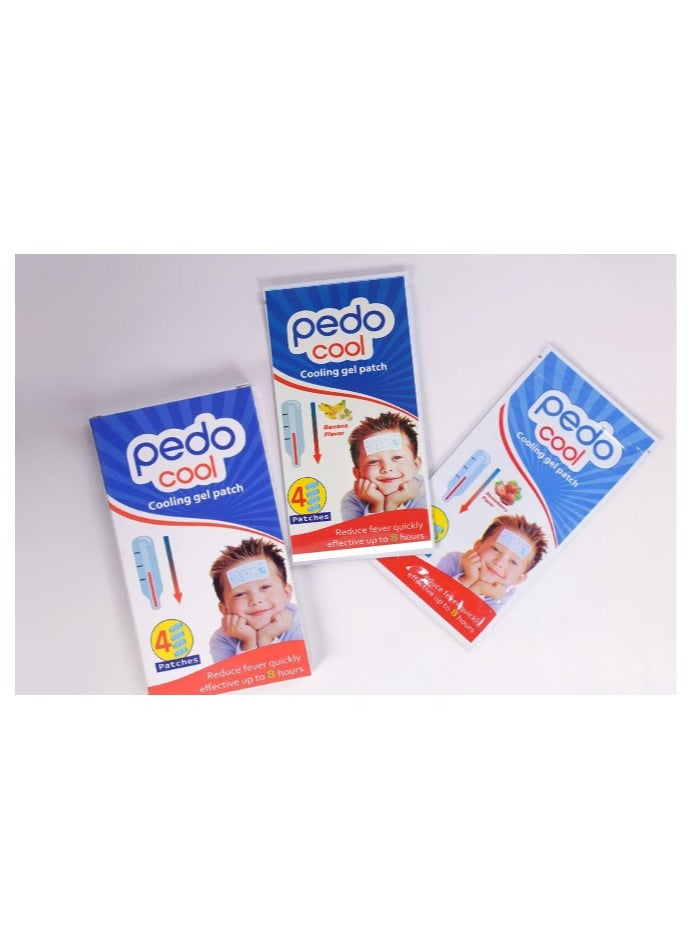 Pedo Pedo Cool Cooling Gel Patch - Pack of 3 (12 patch) (Banana, Strawberry, and Unflavored) - Reduces Fever Quickly and Effectively for Up to 8 Hours - Safe for Kids  - Image 1