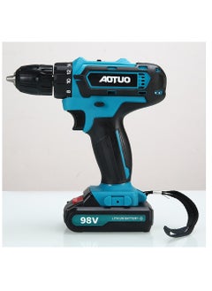 AOTUO 98V cordless drill, two lithium-ion batteries and fast charger, 3/8-inch drill kit, 25+ 3-position clutch, LED work light, variable speed drill, 256 pounds of torque, 24 accessories  - Image 3