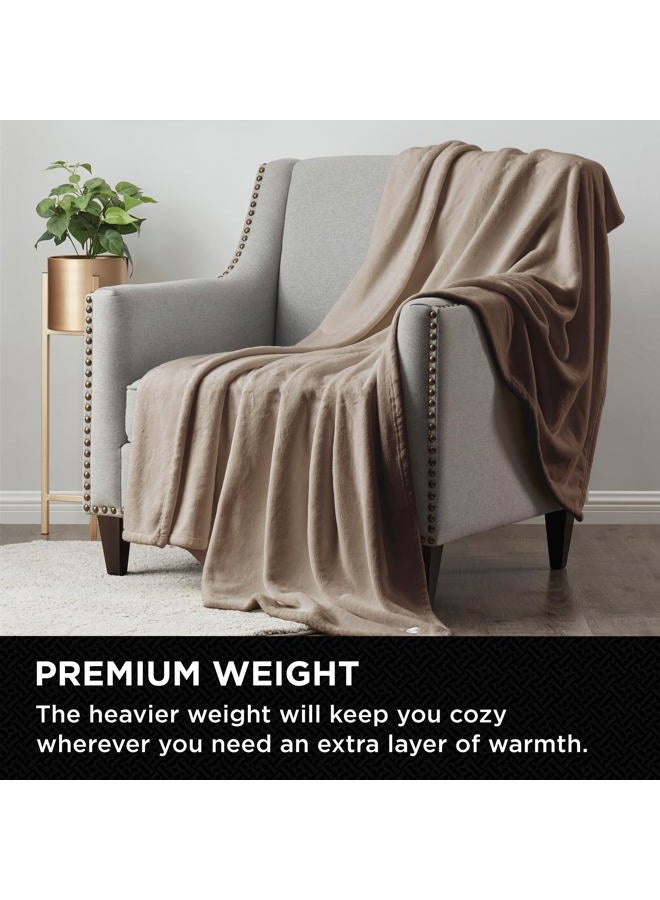Brookstone Nap Plush Throw Blanket for Couch | Warm & Super Soft Blanket with Unmatched Heavy, Dense, and Ultra-Comfy Throw | Luxurious Drape, Cozying Up on a Sofa, Chair | Taupe - Image 4