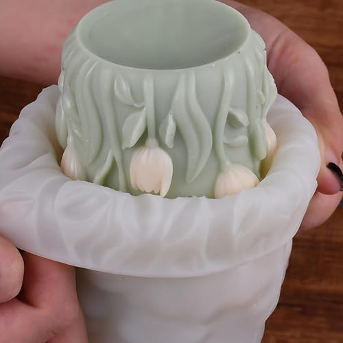 EVERELAM 3D Flower Tulip Peony Cylinder Silicone Wave Spiral Candle Mold - Silicone Resin Casting Molds for Candle & Resin & Soap Craft Supplies - Image 4