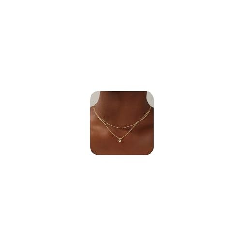 Yoosteel Layered Initial Necklaces for Women, 14K Gold Plated Tiny Initial S Necklace Dainty Layered Necklaces for Women Jewelry - Image 1