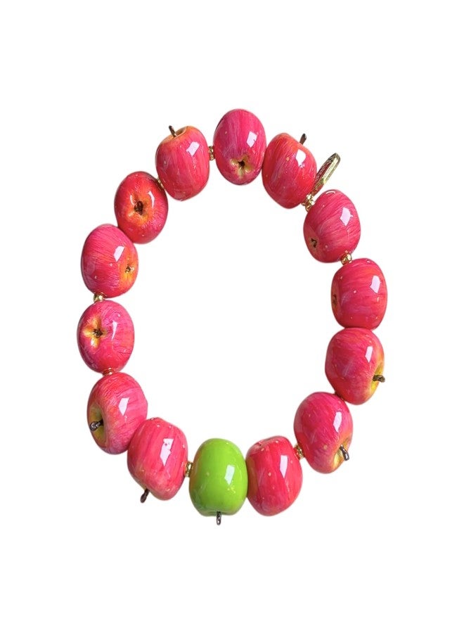TYATVS Whimsy Twee Apple String Bracelet for Women Whimsical Apple Y2k Aesthetic 2000s Accessories (red-1) - Image 1