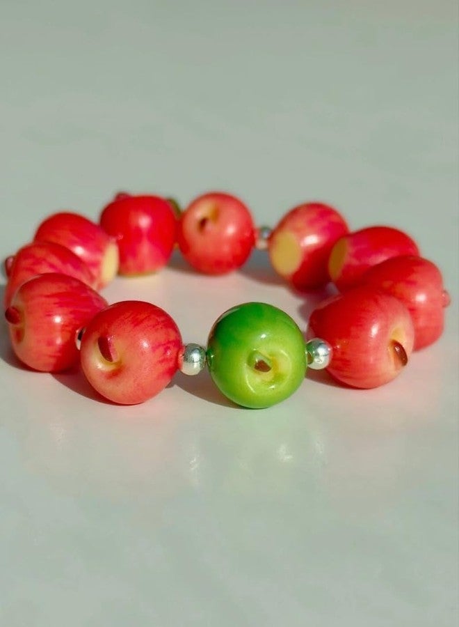 TYATVS Whimsy Twee Apple String Bracelet for Women Whimsical Apple Y2k Aesthetic 2000s Accessories (red-1) - Image 3