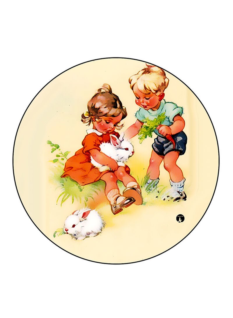 Vintage Art Printed Mouse Pad  Round  Multicolour