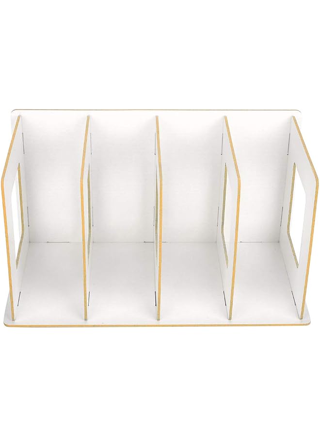 The Bros Mini Book Holder, Eco-friendly Multi-slots Desktop Organizer Stylish for Magazines for DVDs(Wam White)  - Image 1
