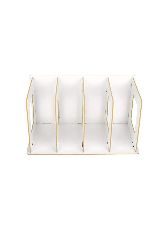 The Bros Mini Book Holder, Eco-friendly Multi-slots Desktop Organizer Stylish for Magazines for DVDs(Wam White)  - Image 2