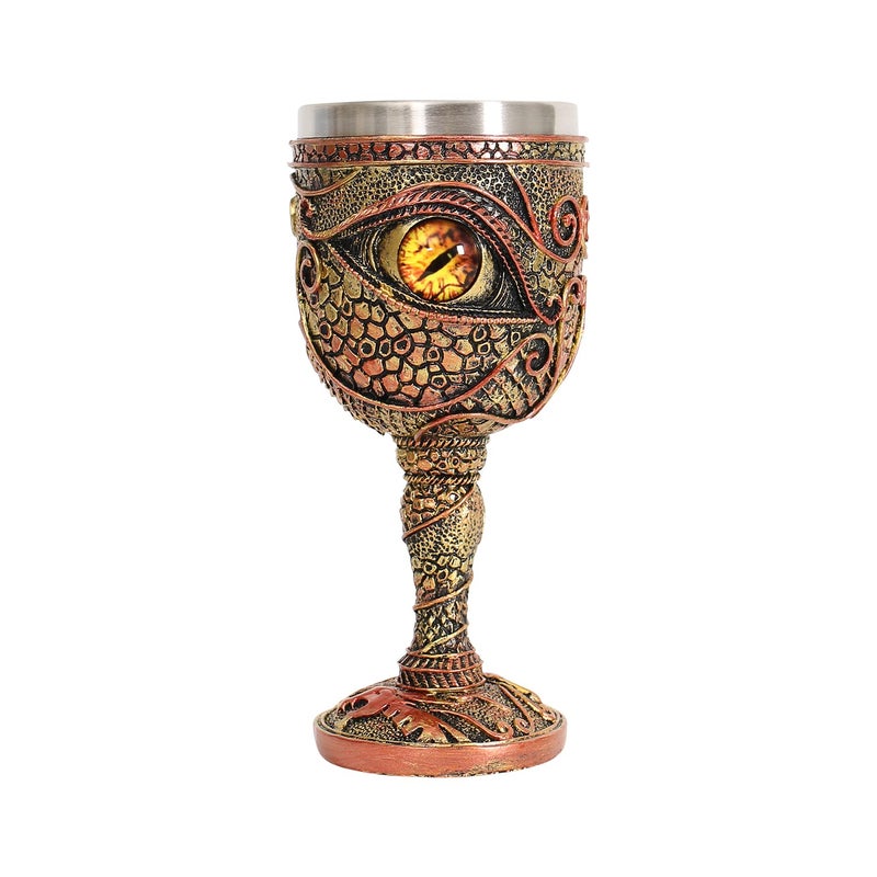 Ottalent Stainless Steel The Eye of The Dragon Wine Goblet ChaliceDungeons and Dragons Medieval DragonWine Cups 7ozMens Gift Yellow Eyes