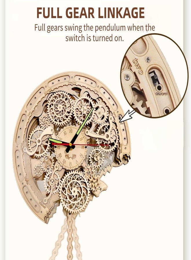 Gueiddi 3D Wooden Puzzle for Adults, Mechanical Clock Model Kit to Build, Functional Pendulum Clock DIY Craft, Steampunk Home Decor, Unique Anniversary Birthday Gifts for Men, Women & Teens - Image 4