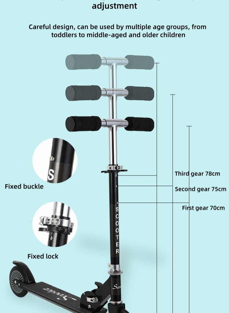 Children's Scooter Two-Wheel Foldable Bicycle (Black) - Image 3