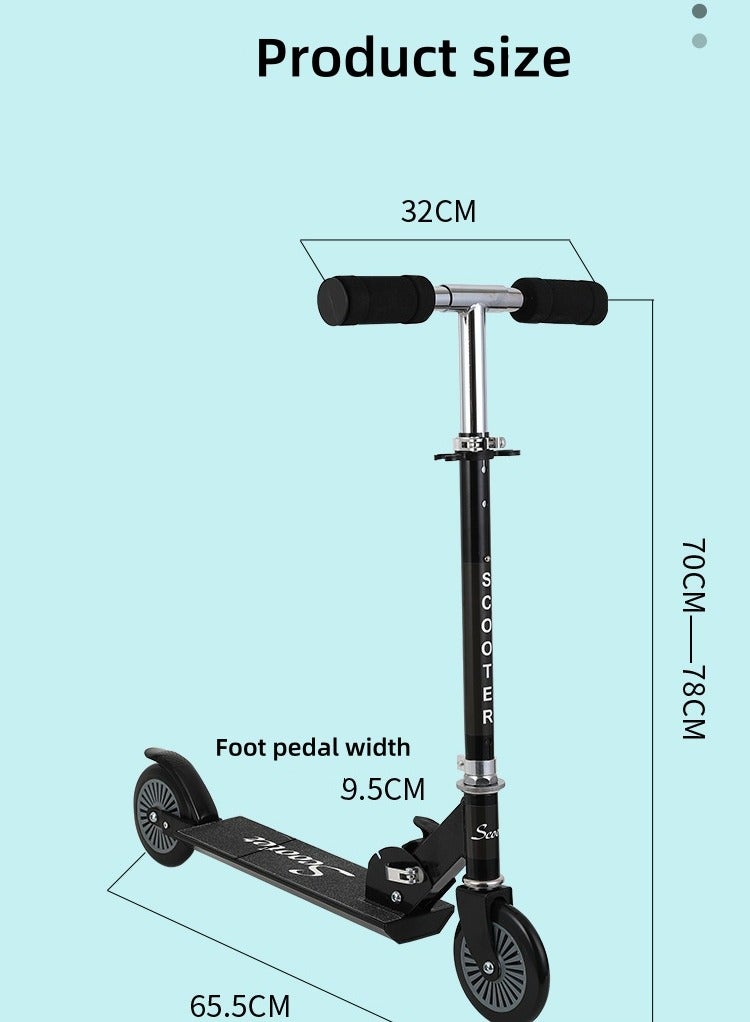 Children's Scooter Two-Wheel Foldable Bicycle (Black) - Image 4