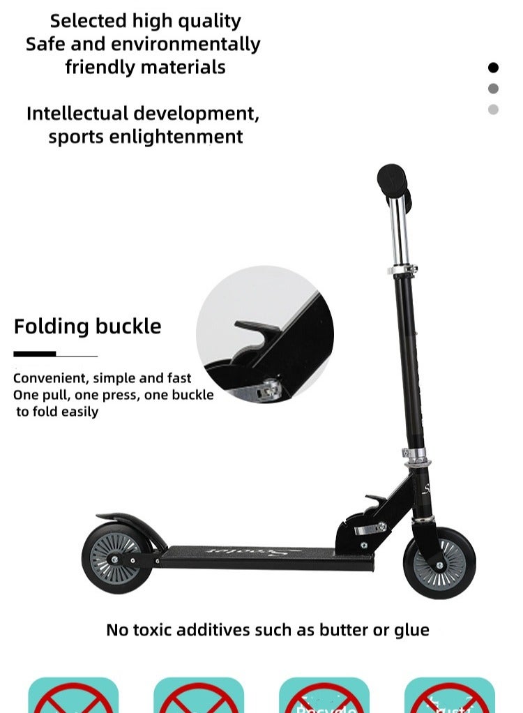 Children's Scooter Two-Wheel Foldable Bicycle (Black) - Image 2
