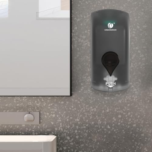 CHUANGDIAN Hand Press Foaming Soap Dispenser, 35oz (1000ml) Refillable Wall Mount Soap Dispenser, Durable ABS Plastic, for Commercial & Home, Semi-Transparent Black, CHUANGDIAN - Image 2