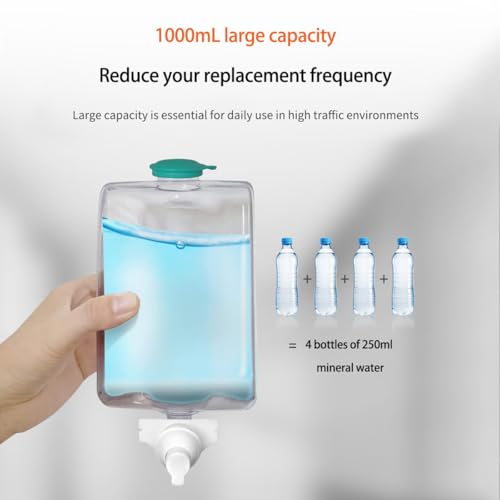 CHUANGDIAN Hand Press Foaming Soap Dispenser, 35oz (1000ml) Refillable Wall Mount Soap Dispenser, Durable ABS Plastic, for Commercial & Home, Semi-Transparent Black, CHUANGDIAN - Image 5