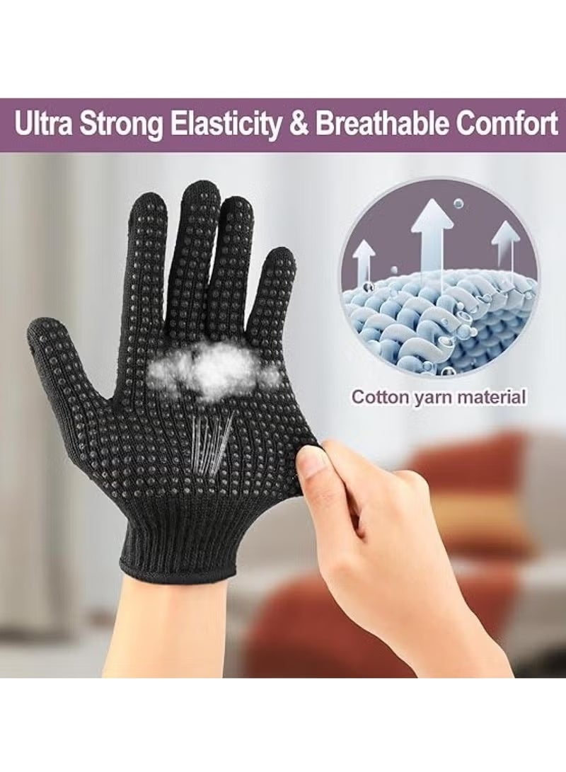 2 Pcs Heat Resistant Gloves for Hair Salon,Professional Heat Proof Mitts with Silicone Bumps for Hair Styling Curling Flat Iron Wand Hot-Air Brushes Sublimation Gloves Heat Proof Gloves-Black - Image 5