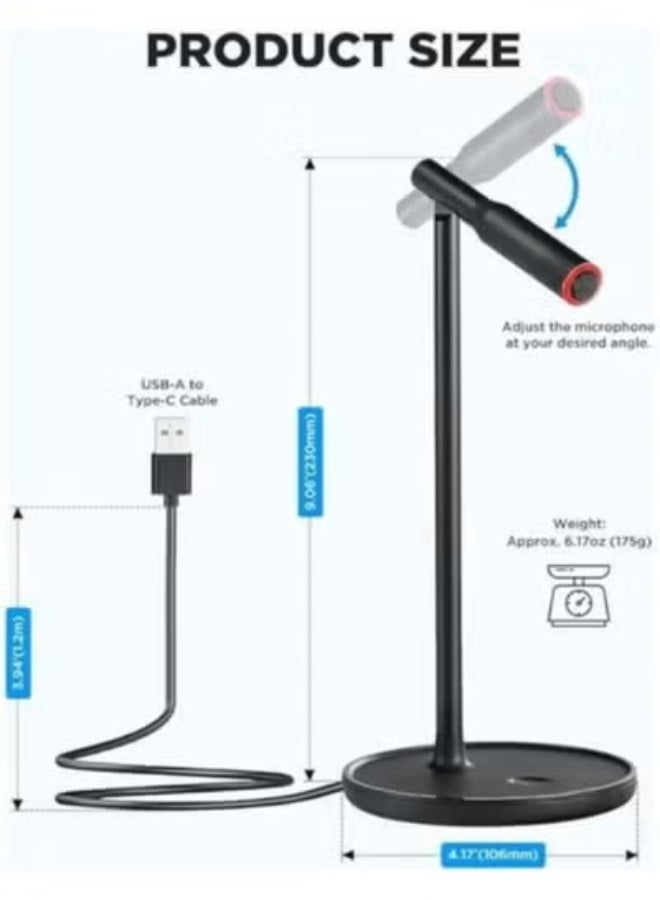 USB to Type-C Desktop Microphone – Adjustable Stand – Clear Audio Recording for Smartphone, Laptop & Multi-Device Use - Image 2