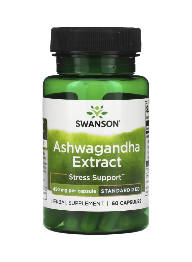 سوانسون مكمل غذائي عشبي مستخلص الأشواغاندا يخفف التوتر 450 ملجم - 60 كبسولة