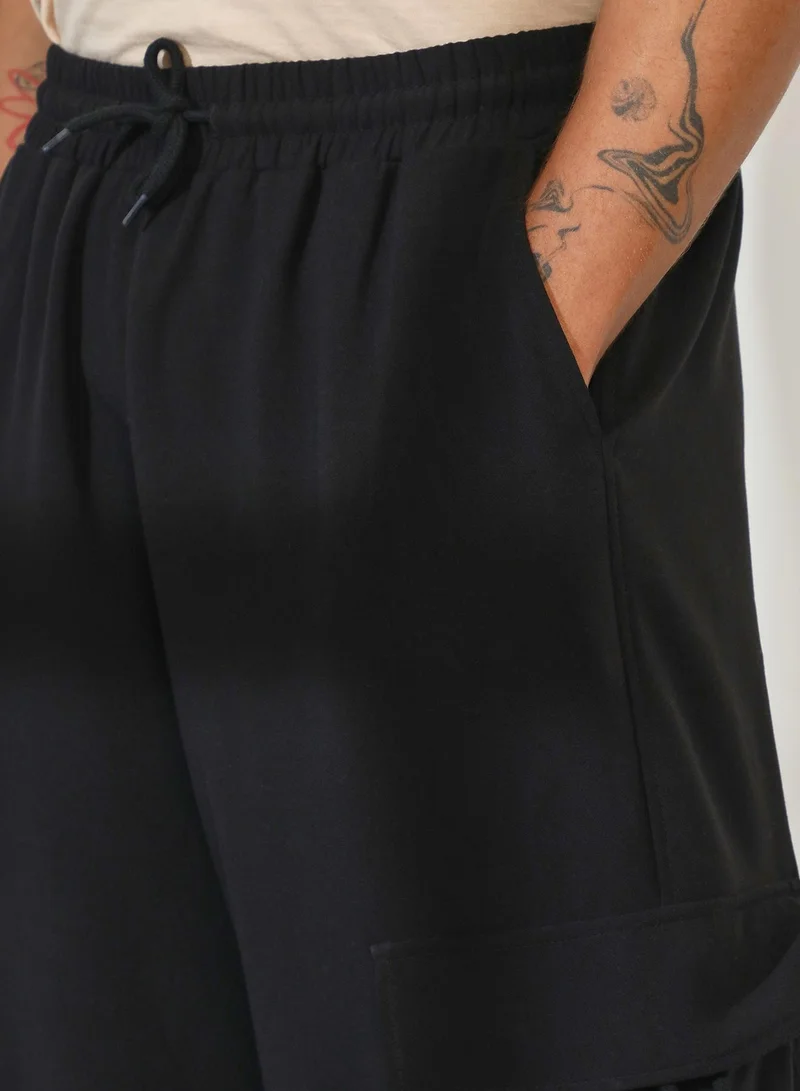 كامبوس سوترا Men's Charcoal Black Cuffed Baggy Utility Trousers