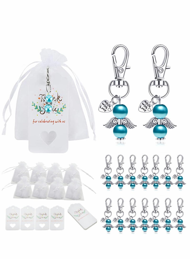 Generic 50 Pcs Baby Shower Keychain Favors with Organza Bags & Thank You Tags - Perfect for Girls' Bridal, Baptism & Birthday Parties (Blue) - Image 1