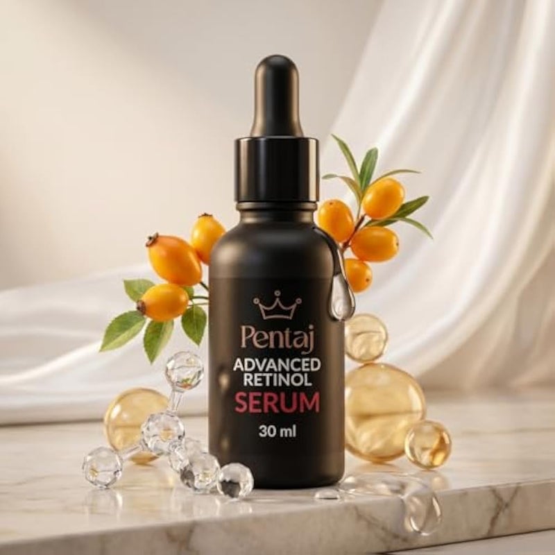 PENTAJ Advanced Retinol Serum Age-Defying Formula 30ml – Firming & Anti-Wrinkle Solution with Hyaluronic Acid and Ceramides – Fast-Absorbing Night Care for Youthful Glow - Image 3