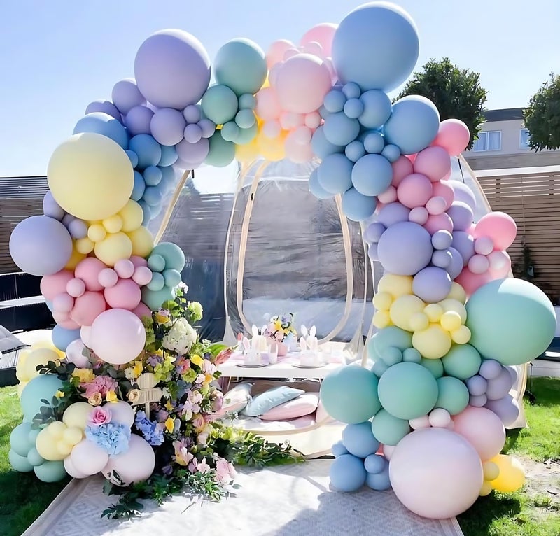 Flyloons Rubber Pink Purple Green Blue Yellow Orange Pastel Balloons Pack Of 200 For Birthday Decoration Items Also Suitable Baby Shower, Anniversary, Wedding, Celebration, Party - Image 1