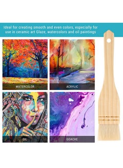 Patelai Flat Hake Brushes Hake Paint Brush Artist Painting Brushes Set Sheep Hair Bristles Wash Brush For Watercolor Wash Ceramic And Pottery Painting 1 Inch 2 Inch 3 Inch (6)  - Image 4