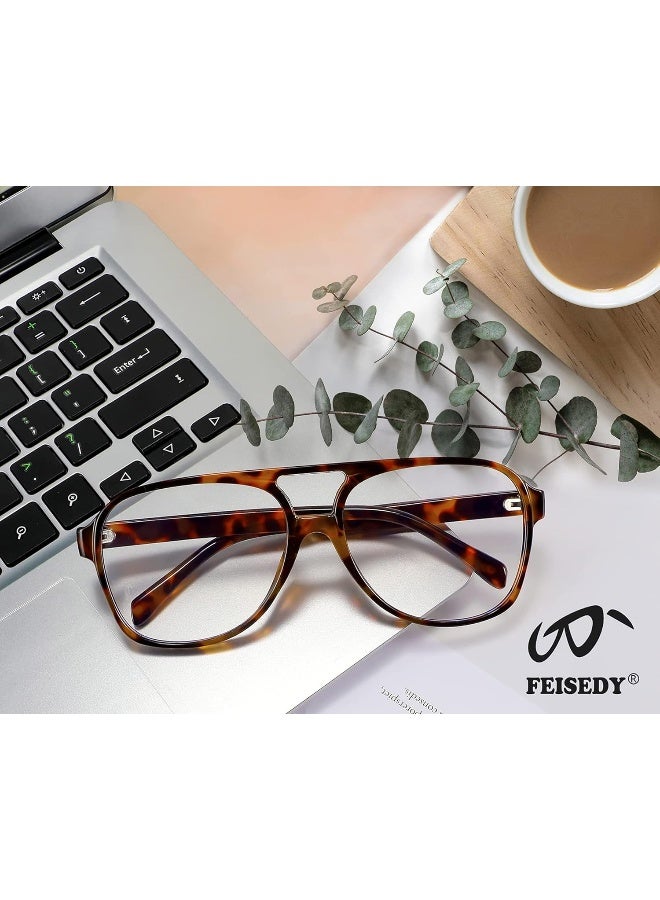 FEISEDY FEISEDY 70s Pilot Glasses Frame Blue Light Blocking Glasses Oversized Square Computer Glasses Women Men B2888  - Image 4