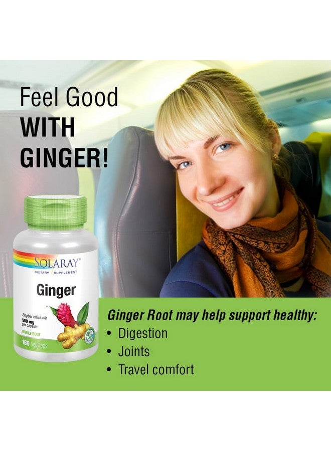 SOLARAY Ginger Root 1100mg | Healthy Digestion, Joints and Motion & Stomach Discomfort Support | Whole Root | Non-GMO & Vegan | 180 VegCaps - Image 4