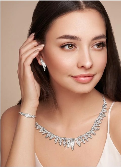 Soft and elegant silver evening set