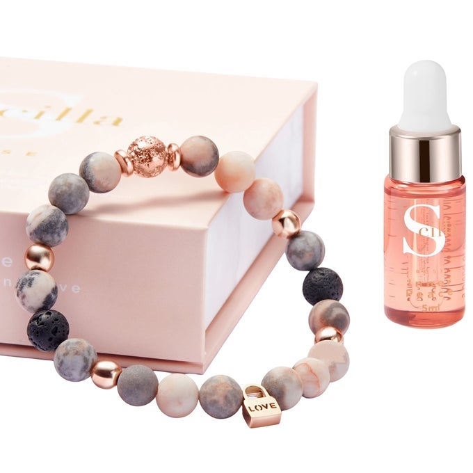 AROMATHERAPY BRACELET AND LAVENDER ESSENTIAL OIL GIFT SET CHAKRA CRYSTAL BEADED BRACELETS FOR WOMEN PINK ZEBRA JASPER LOVE LOCK AND LAVA DIFFUSER SELF CARE MINDFULNESS BIRTHDAY GIFTS