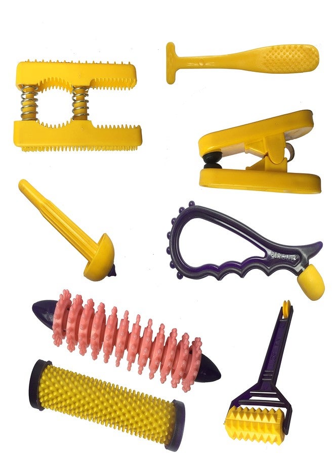 AHCS Acupressure Tools Combo Palm Exerciser, Tongue Cleaner, Point Clip, Jommy Jimmy, Hand Roller Mini Roller (Set Of 8) - Image 1