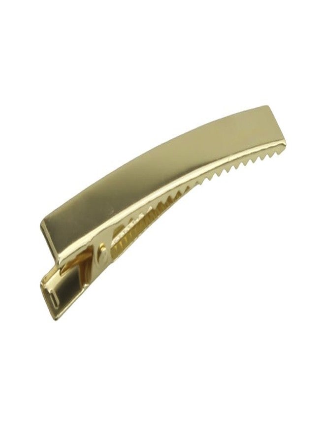 Sana Mega Mart 20 Pcs Light Gold Flat Single Prong Alligator Hair Clips | Strong Grip Metal Hair Clips for DIY Craft, Hair Bow Making, Hair Styling, Salon Sectioning & Accessories (60mm/2.35) - Image 1