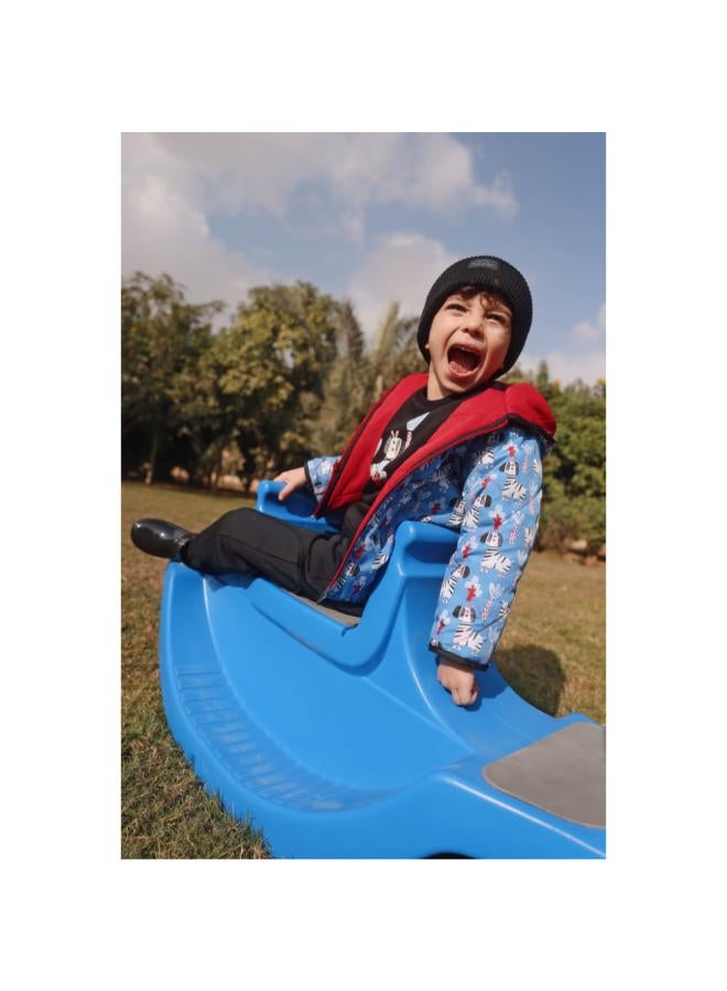 playmore Baby Boys Waterproof Reversible Jacket – Red & Babyblue - Image 2