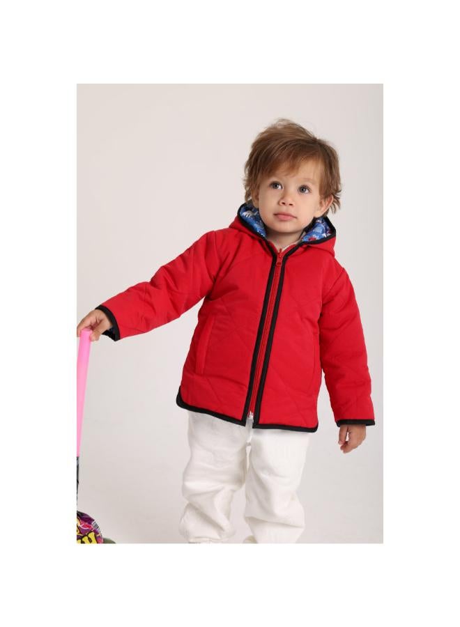 playmore Baby Boys Waterproof Reversible Jacket – Red & Babyblue - Image 3