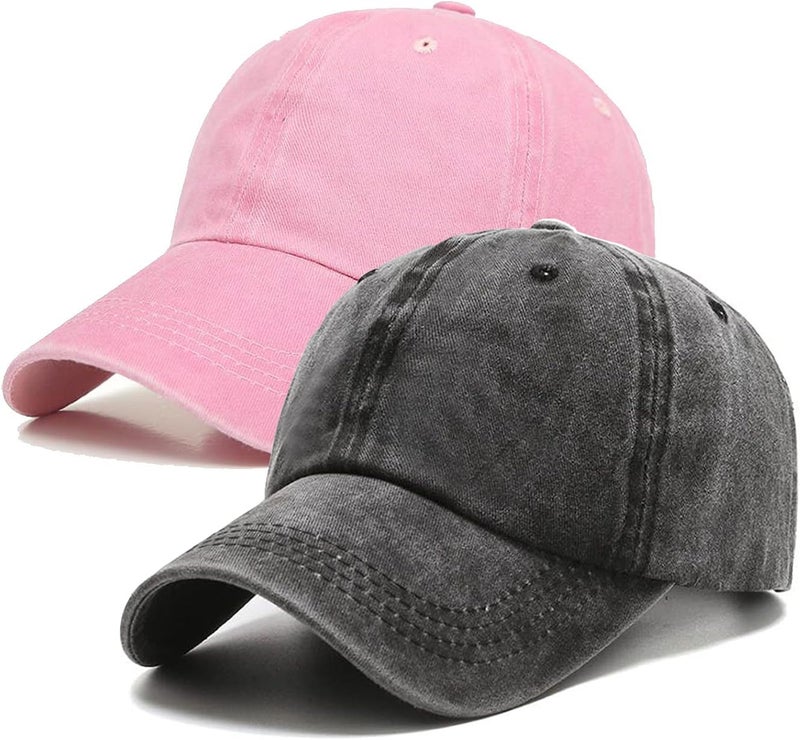 PFFY 2 Packs Vintage Washed Distressed Baseball Cap Golf Dad Hat for Men Women - Image 1