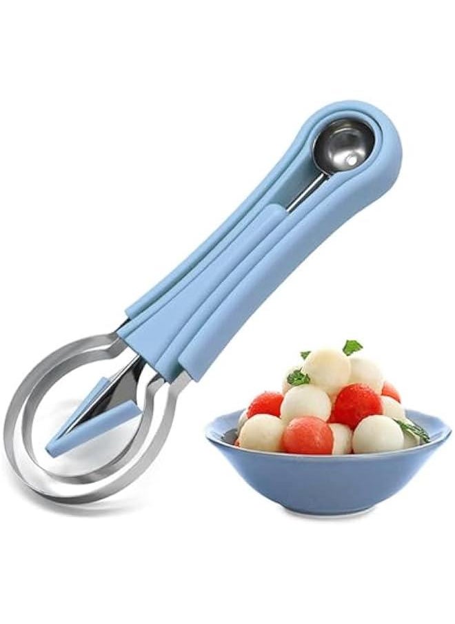 MOXO Melon Baller Scoop Set,Professional 4 In 1 Stainless Steel Fruit Carving Tools Knife Kit,Fruit Scooper Seed Remover Watermelon Knife for Ice Cream Melon,Dig Pulp Separator Fruit Slicer  - Image 1