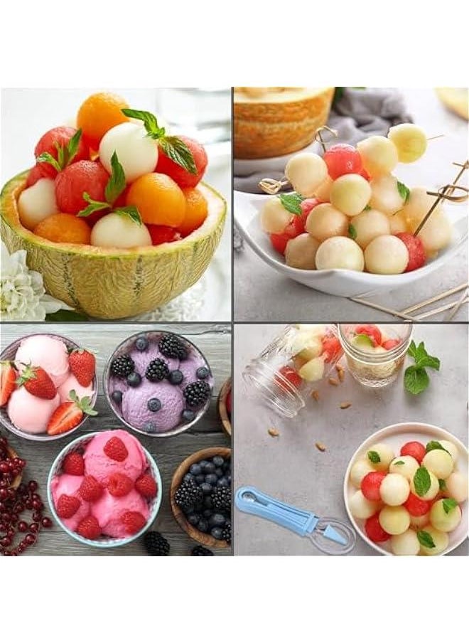 MOXO Melon Baller Scoop Set,Professional 4 In 1 Stainless Steel Fruit Carving Tools Knife Kit,Fruit Scooper Seed Remover Watermelon Knife for Ice Cream Melon,Dig Pulp Separator Fruit Slicer  - Image 3