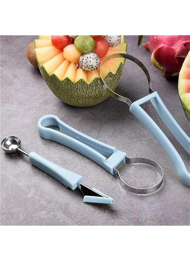 MOXO Melon Baller Scoop Set,Professional 4 In 1 Stainless Steel Fruit Carving Tools Knife Kit,Fruit Scooper Seed Remover Watermelon Knife for Ice Cream Melon,Dig Pulp Separator Fruit Slicer  - Image 5