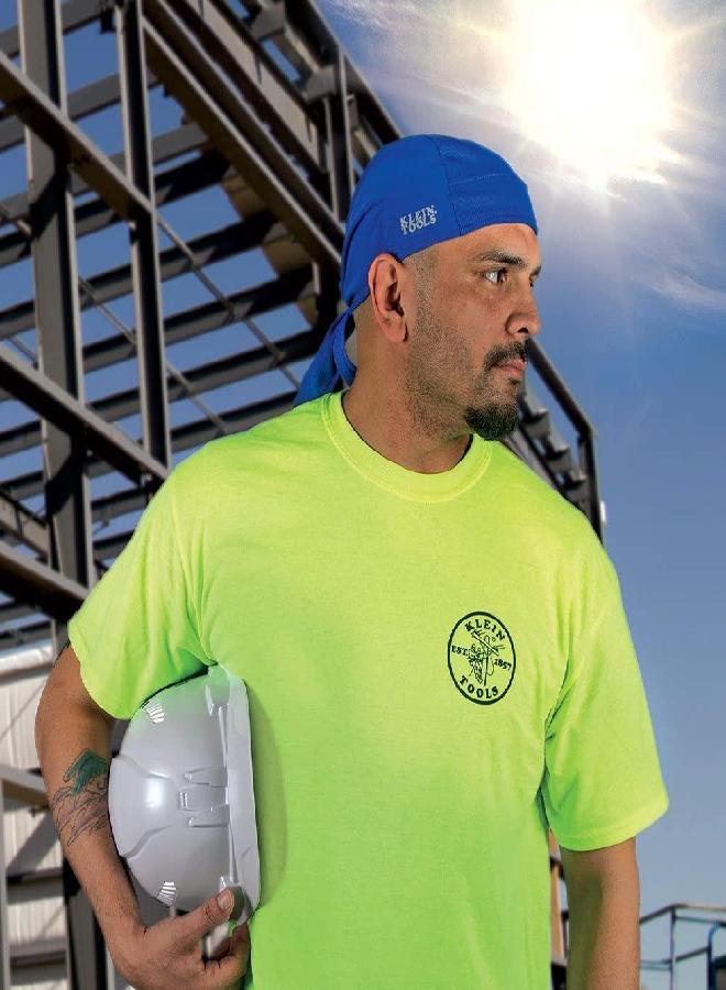 Klein Tools Klein Tools 60180 Cooling Do Rag, Adjustable Sweat Wicking Skull Cap can be Worn Under Helmet, 2-Pack, Blue  - Image 3