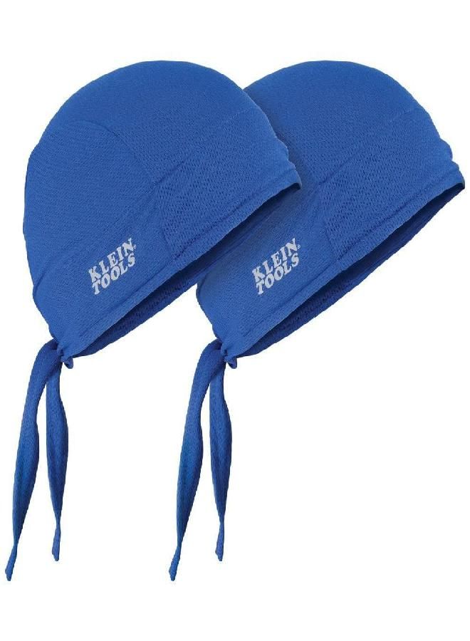 Klein Tools Klein Tools 60180 Cooling Do Rag, Adjustable Sweat Wicking Skull Cap can be Worn Under Helmet, 2-Pack, Blue  - Image 1