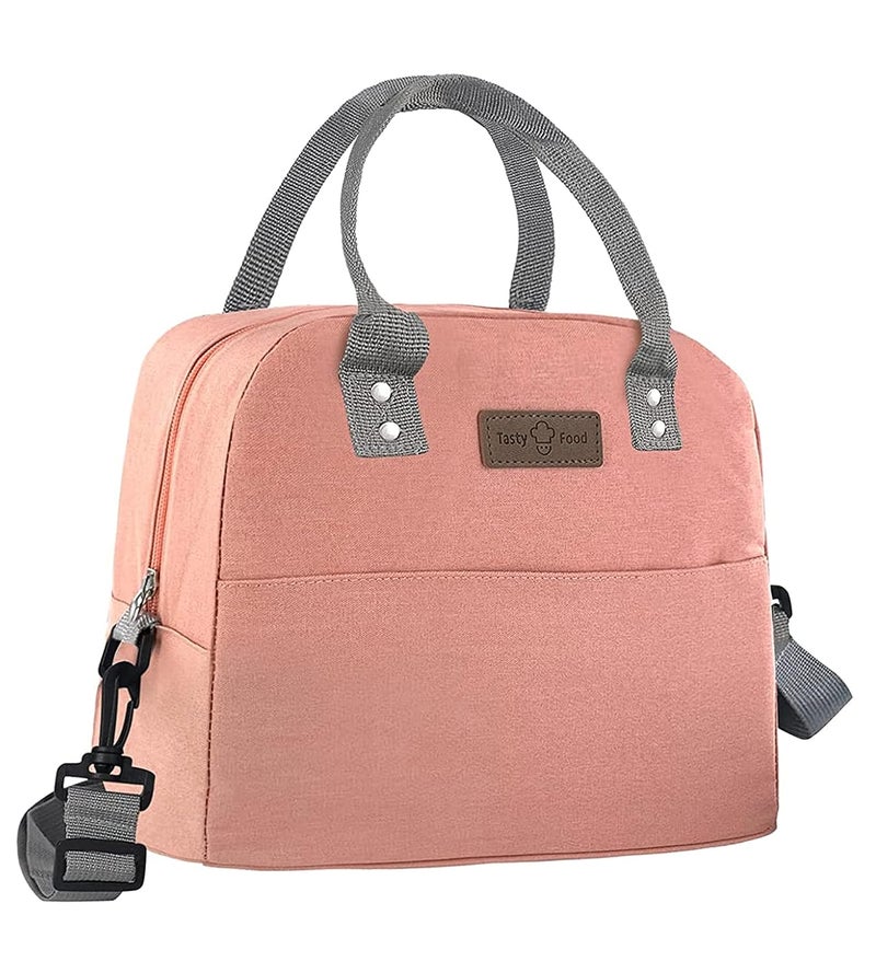 Aavjo Insulated Cooler Leakproof Tote Lunch Bag with Adjustable Shoulder Strap for Wome Men Kids for Office Work School Picnic Travel Pink - Image 1