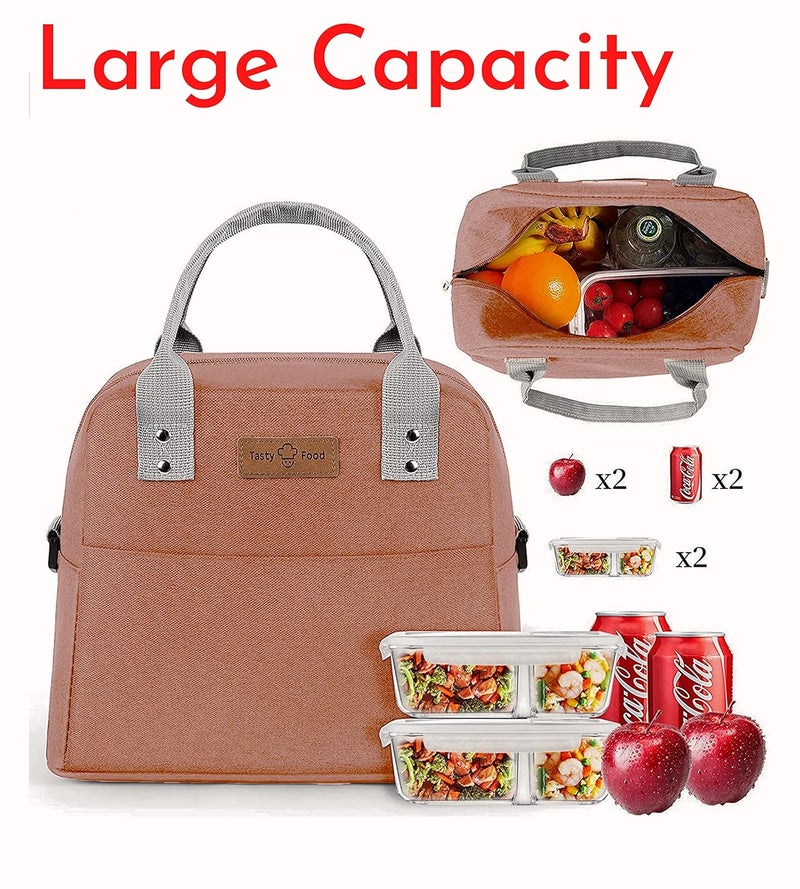 Aavjo Insulated Cooler Leakproof Tote Lunch Bag with Adjustable Shoulder Strap for Wome Men Kids for Office Work School Picnic Travel Pink - Image 5