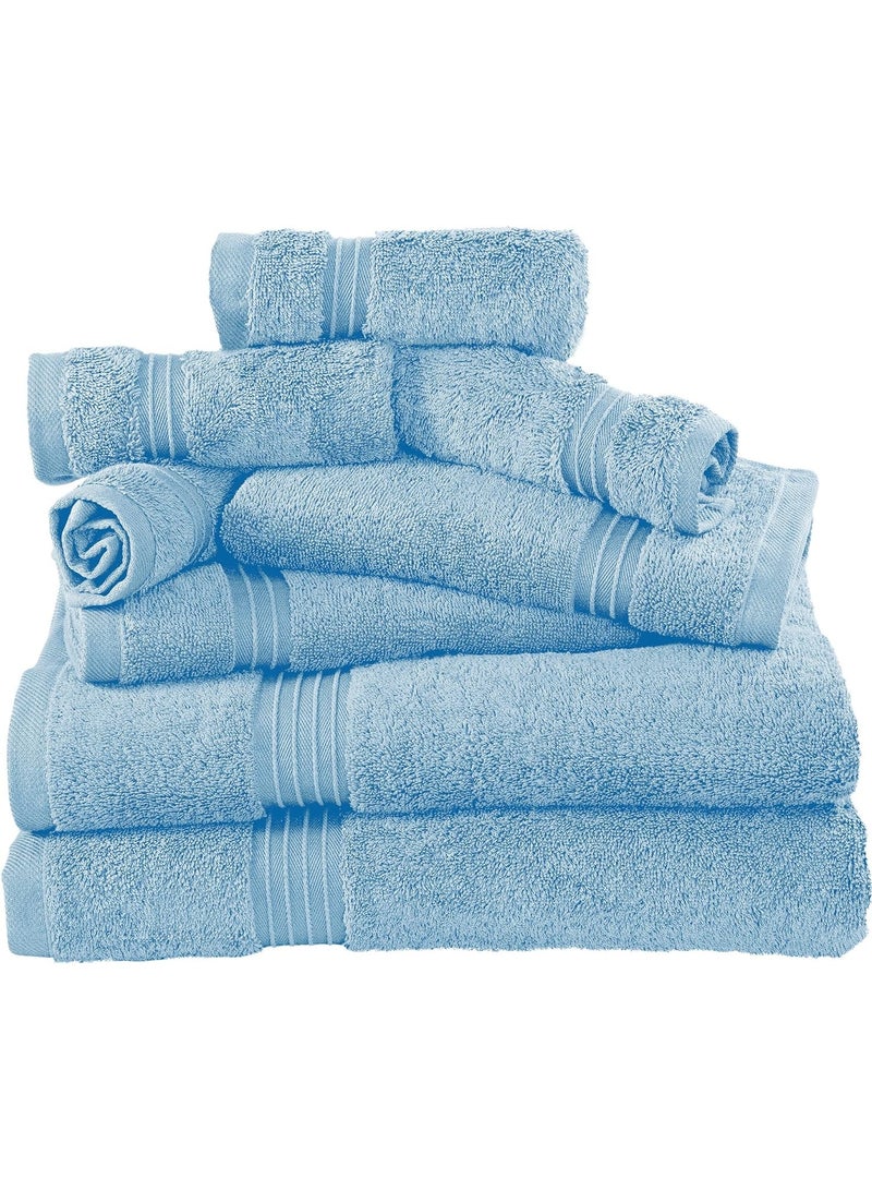 LIGHT BLUE 8 PC COMBED COTTON HOTEL QUALITY TOWEL SET - Image 3