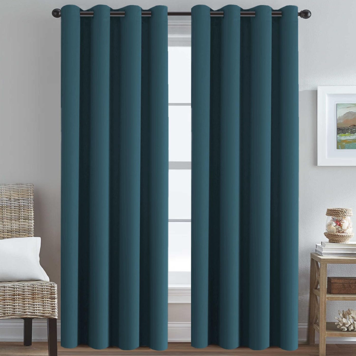 H.VERSAILTEX HVERSAILTEX Premium Blackout Thermal Insulated Room Darkening Curtains for BedroomLiving Room  Classic Grommet Top 2 Panels Dark Teal 52W x 96L Inch