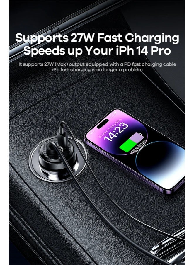 ريماكس شاحن سيارة سريع، سلسلة RCC355 Yayshin شاحن سيارة سريع 120 واط PD+QC مع شاشة رقمية، 4 منافذ (2 USB + 2 Type-C)، كابل سيليكون 1.5 متر، حماية ذكية وحامل مشبك، شحن سريع متعدد الأجهزة للمركبات 12 فولت/24 فولت - Image 3