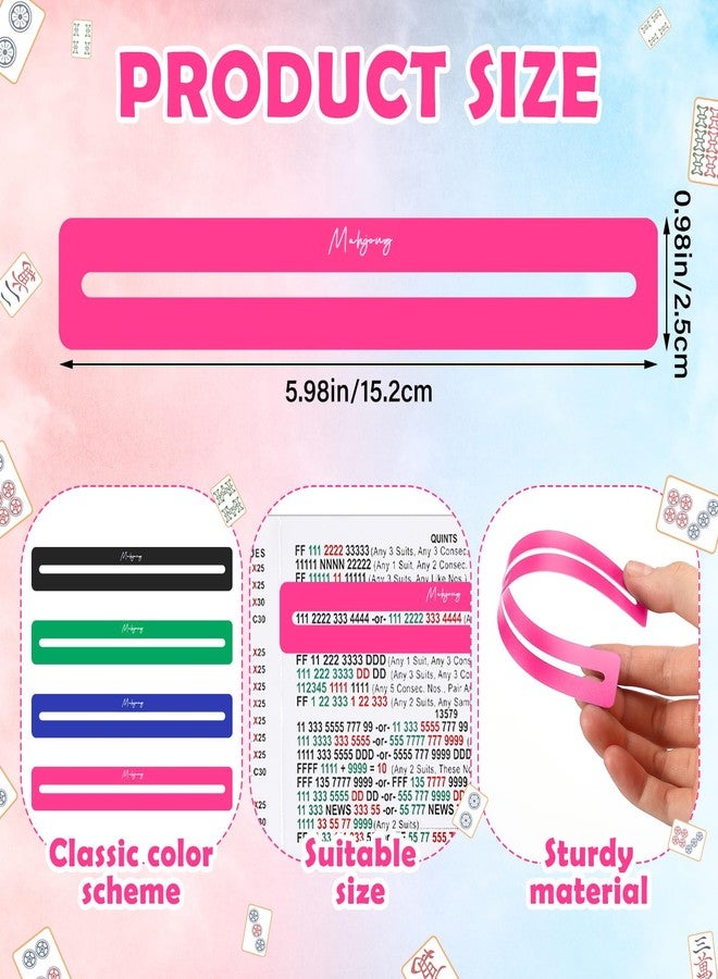 Seenelling 4 Pcs Mahjong Line Finder Multicolor Mahjong Accessories Card Line Finder Strategy Tool Guide Rule Reader Helper Easy to Carry and Store for Beginners and Competitions Party Night(Classic) - Image 2