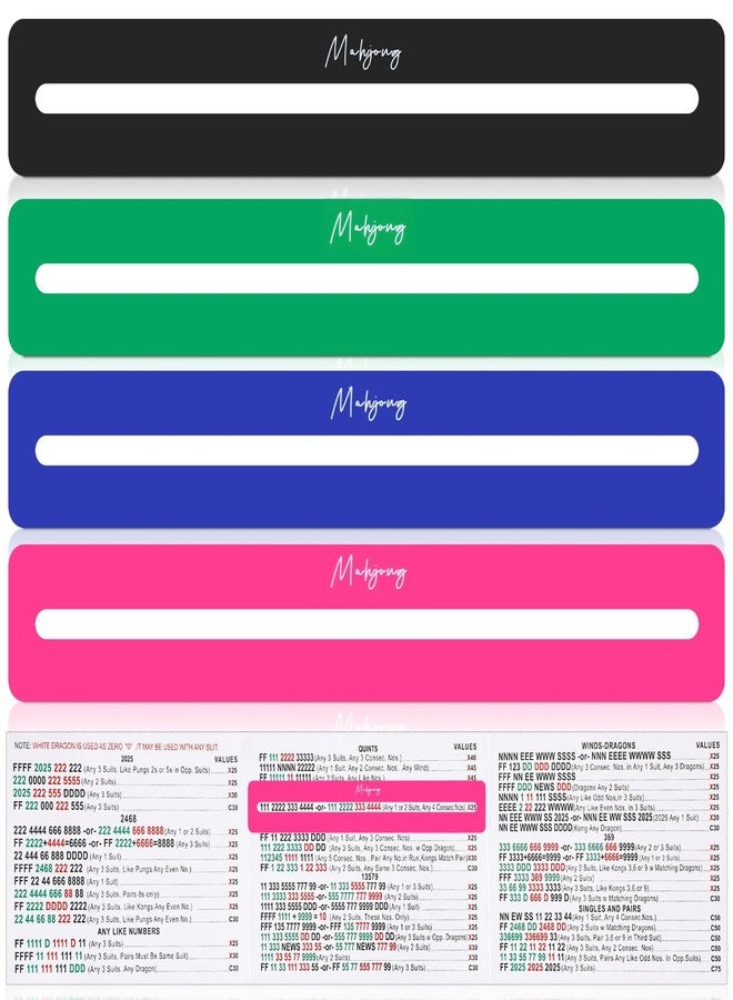 Seenelling 4 Pcs Mahjong Line Finder Multicolor Mahjong Accessories Card Line Finder Strategy Tool Guide Rule Reader Helper Easy to Carry and Store for Beginners and Competitions Party Night(Classic) - Image 1