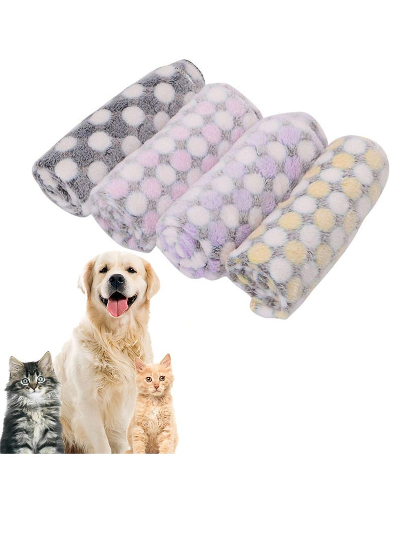 Pet Blanket, 4 Pieces Dog Blanket Warm Thickened Cat Blanket Pet Supplies Kennel Pad Cute Sleep Pad Polka Dot Design Sleep Pad for Small and Medium-sized Pets and Other Small Pets (4 Colors) - Image 1