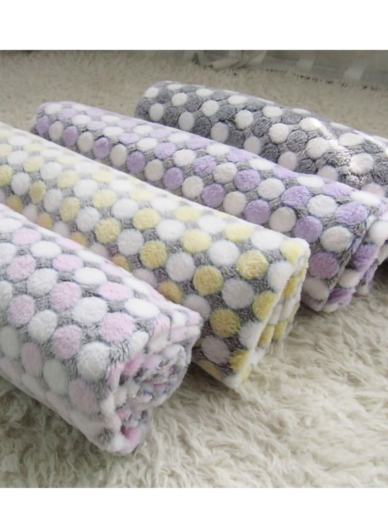 Pet Blanket, 4 Pieces Dog Blanket Warm Thickened Cat Blanket Pet Supplies Kennel Pad Cute Sleep Pad Polka Dot Design Sleep Pad for Small and Medium-sized Pets and Other Small Pets (4 Colors) - Image 5
