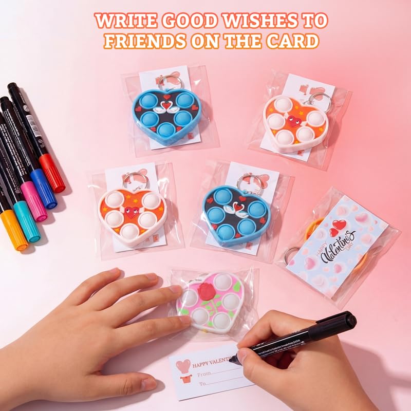 PSDFH Valentine Present Wrapped Mini Heart Toys for Kids Children Classroom Students Gifts from Teacher,Birthday Party Favors (24 heart with card) - Image 5