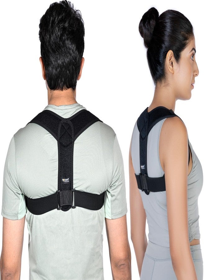 FOVERA Posture Corrector for Men & Women|Premium Neoprene Fabric - Breathable & Comfortable|Adjustable Back Brace for Upper & Mid Back Pain Relief, (Half) - Image 1